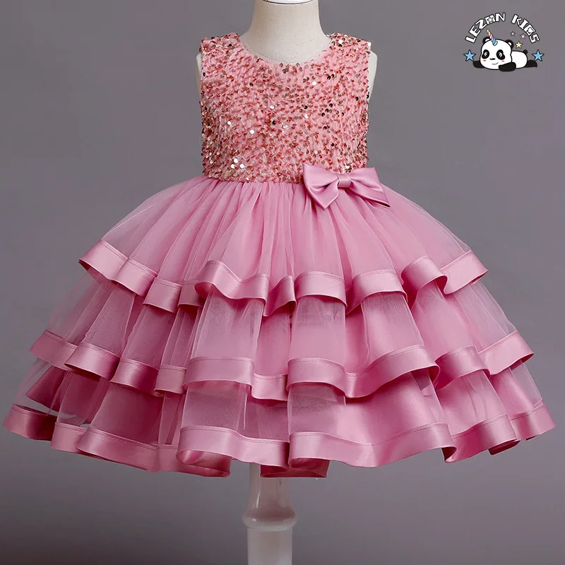 LEZONKIDS - Vestido de Criança Estilo Europeu para Meninas, Vestidos de Noiva para Crianças, Tutus para Festa de Aniversário para Meninas sem Manga
